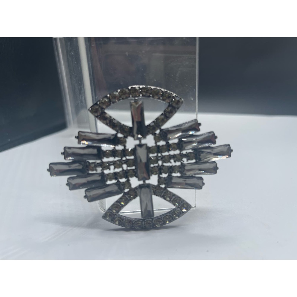 Cresta Crystal Brooch Pin Dark Stones Geometric Print Pin